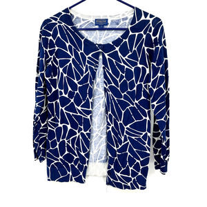 Pendleton size‎ Medium button up cardigan sweater blue white 100% cotton